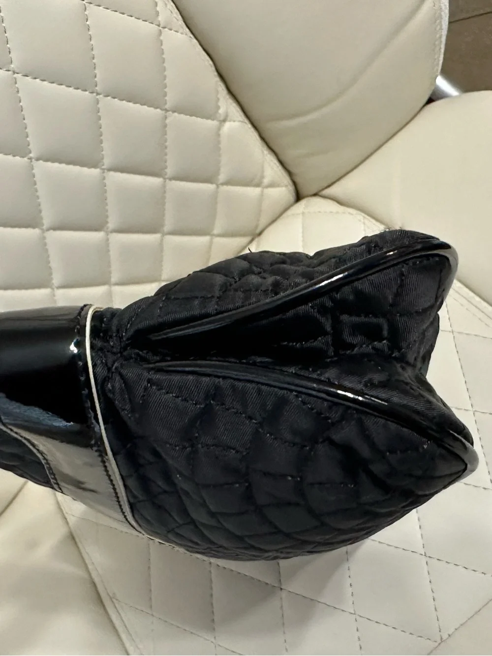 Vera Bradley Quilted Clutch Black Patent Leather trim Purse tote